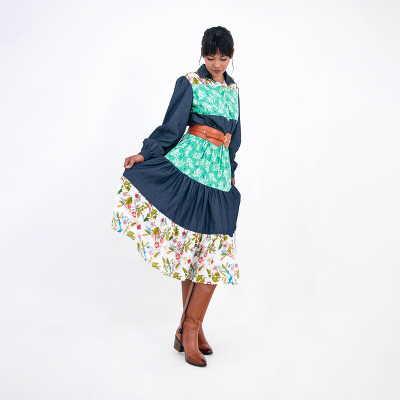 Al-W55 Vestido Mezclilla Flores