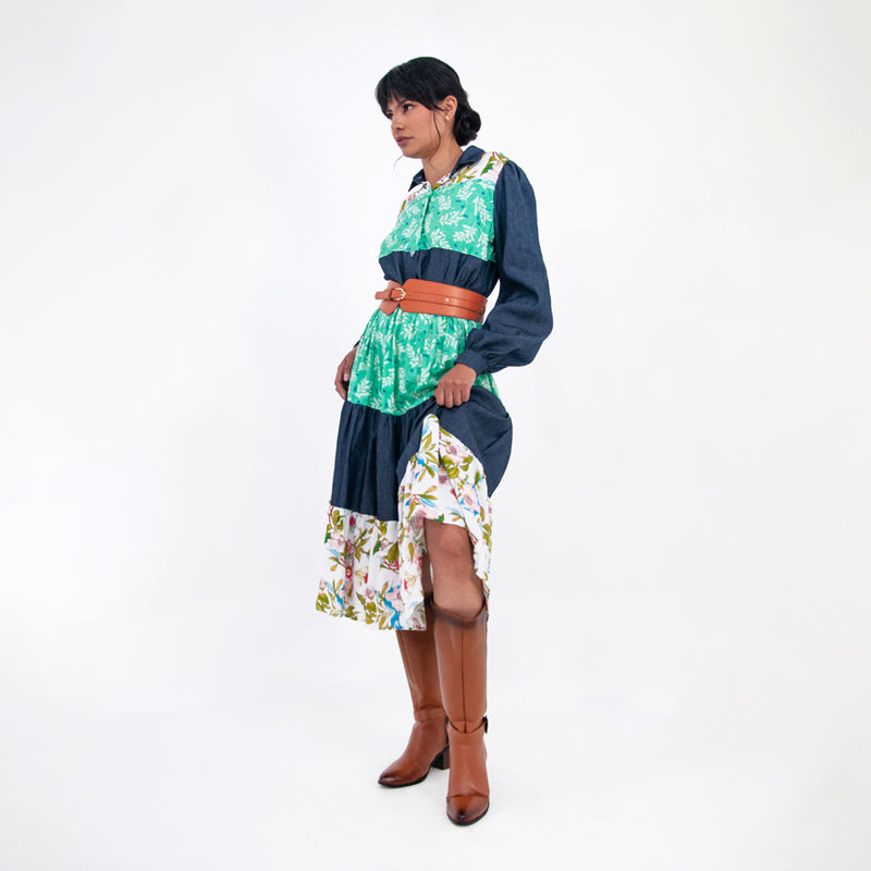 Al-W55 Vestido Mezclilla Flores