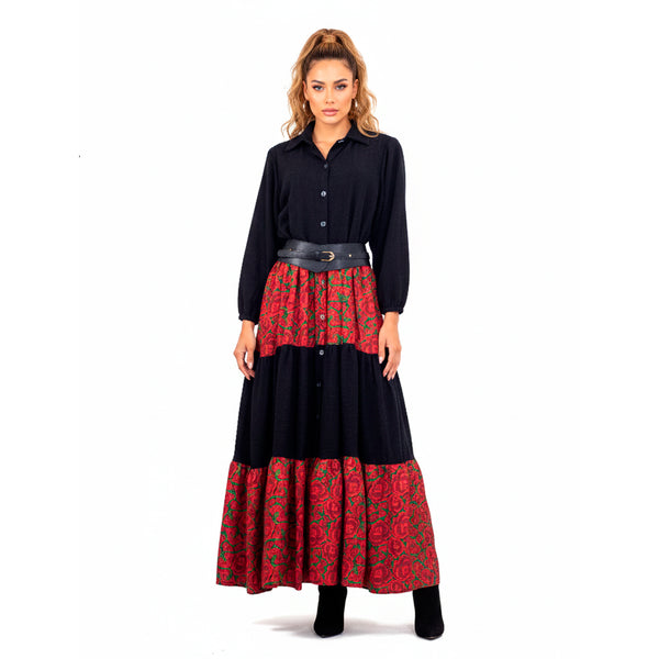 Al-W38 Vestido Camisero Flores Oaxaca