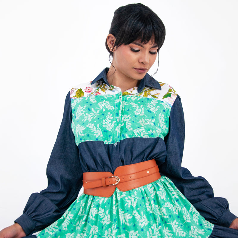 Al-W55 Vestido Mezclilla Flores