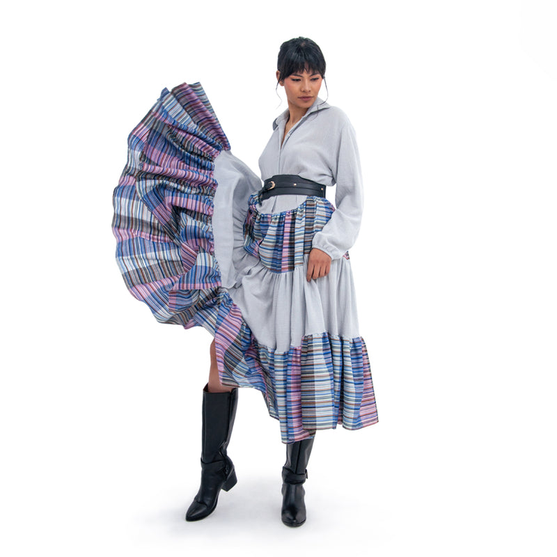 Al-W38 Vestido Camisero Olanes