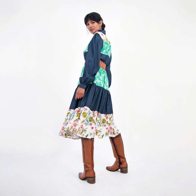 Al-W55 Vestido Mezclilla Flores