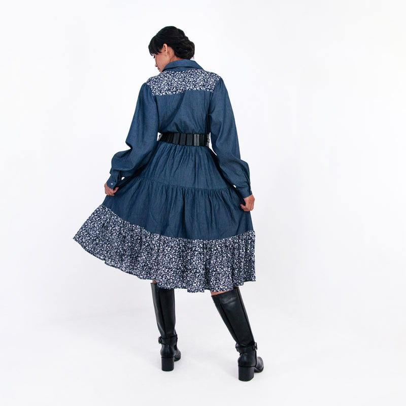 Al-W55 Vestido Mezclilla Flores