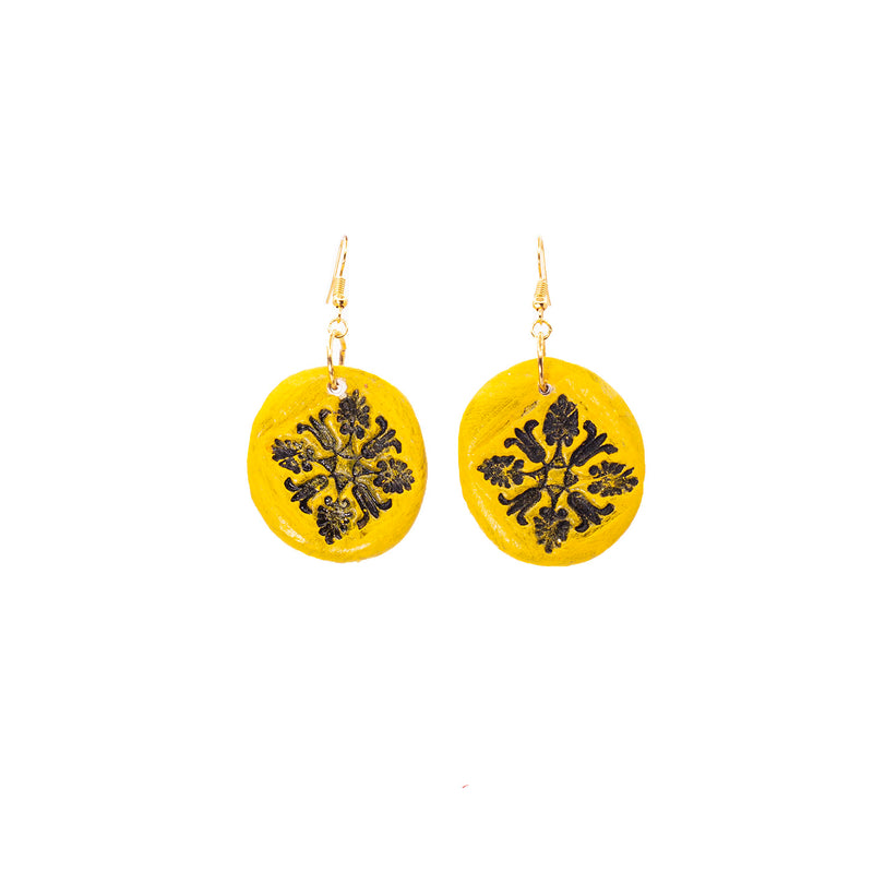 Juego de Collar Flor de Barro Maya Amarillo
