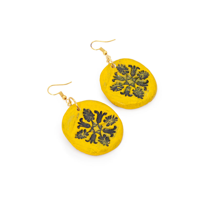 Juego de Collar Flor de Barro Maya Amarillo