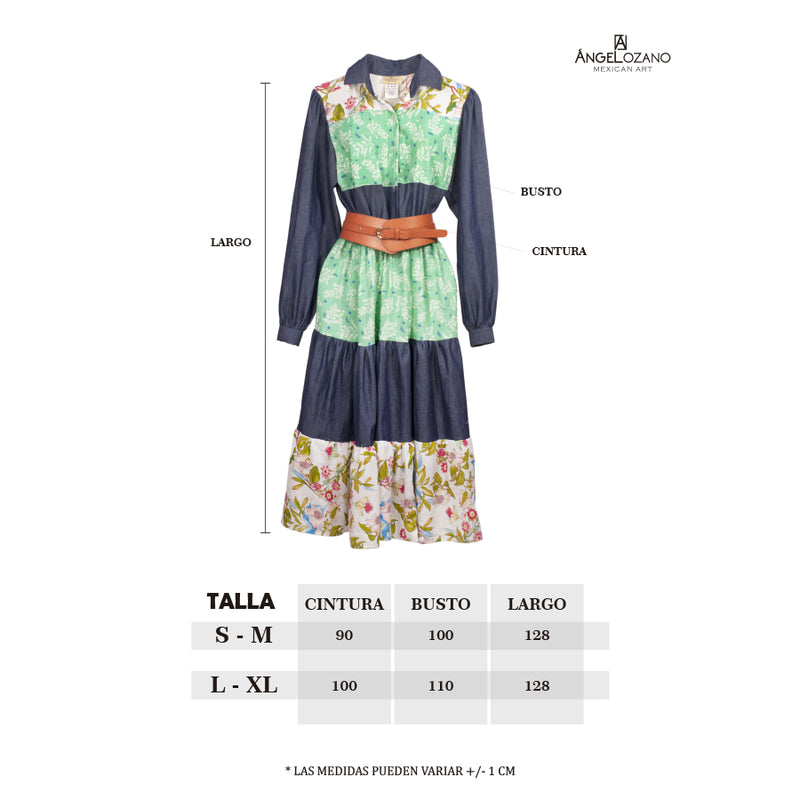 Al-W55 Vestido Mezclilla Flores