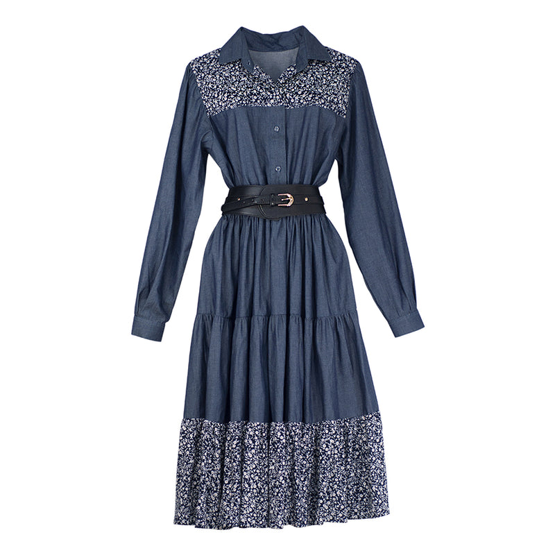 Al-W55 Vestido Mezclilla Flores