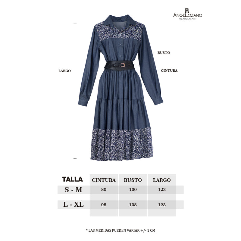 Al-W55 Vestido Mezclilla Flores
