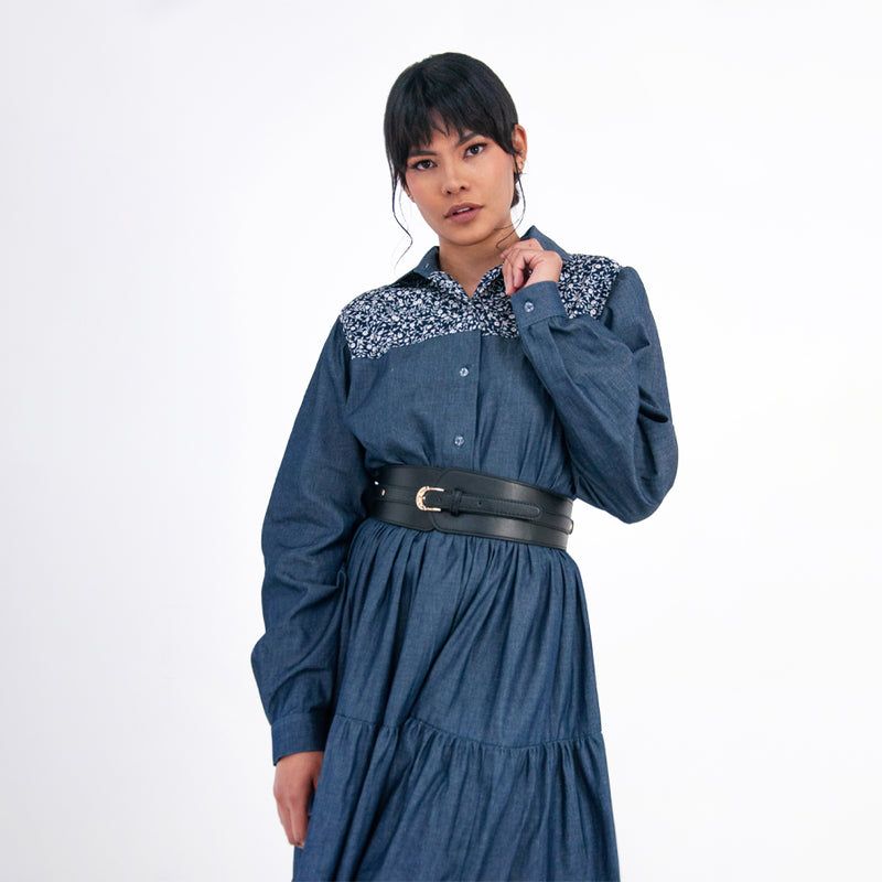 Al-W55 Vestido Mezclilla Flores