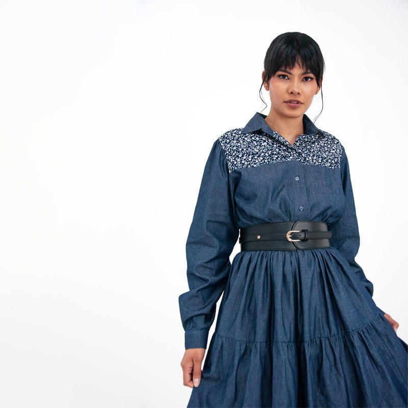 Al-W55 Vestido Mezclilla Flores