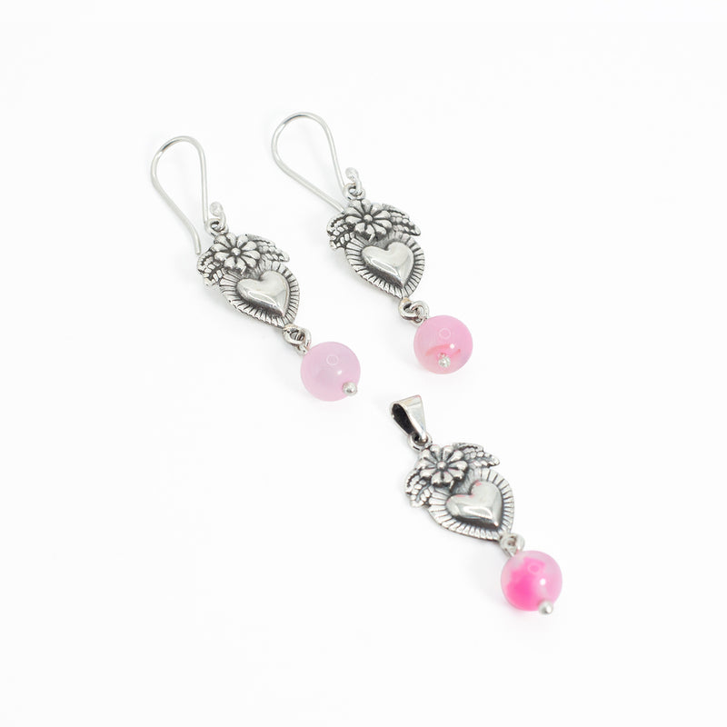 Conjunto Aretes Y Colgante de Plata Amor Eterno
