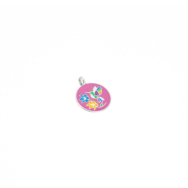 Conjunto Aretes Y Colgante de Plata Colibri Rosa