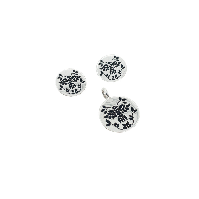 Conjunto Aretes Y Colgante de Plata Tenango