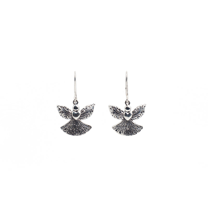 Conjunto Aretes Y Colgante de Plata Corazon Alado
