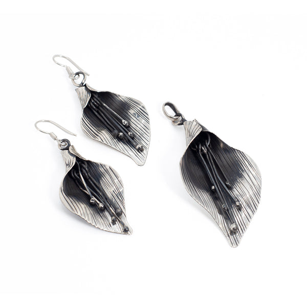 Conjunto Aretes Y Colgante de Plata Alcatraz
