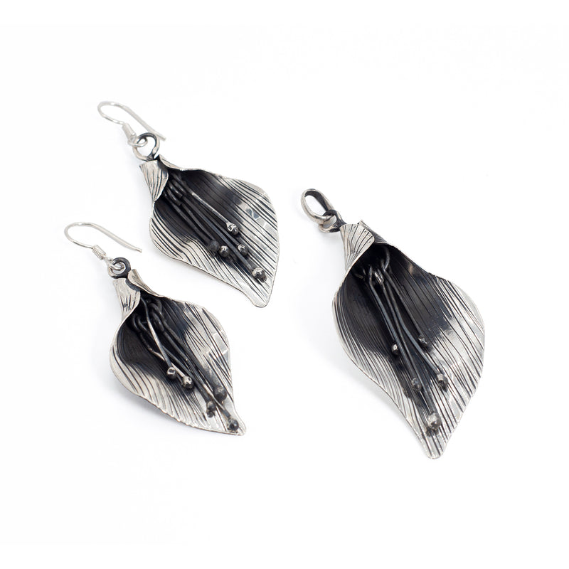 Conjunto Aretes Y Colgante de Plata Alcatraz