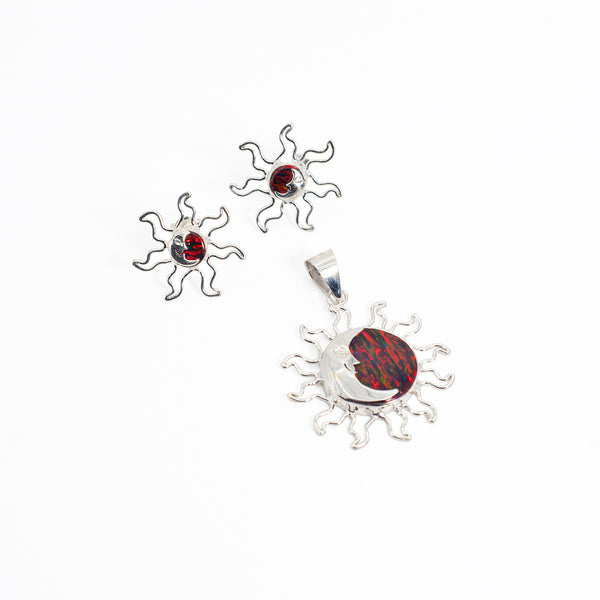 Conjunto Aretes Y Colgante de Plata Eclipse