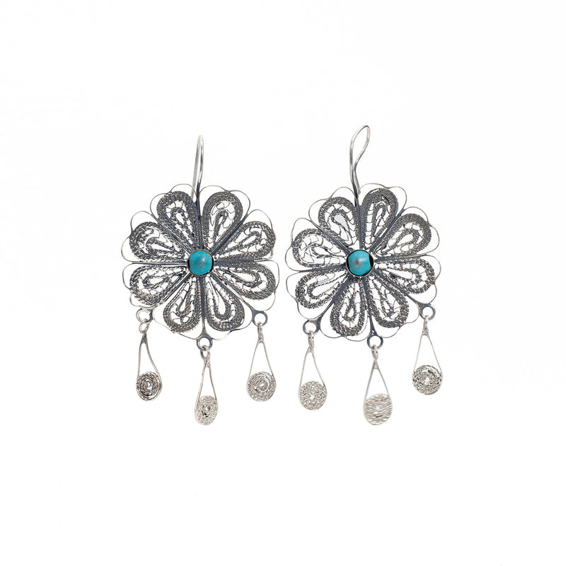 Conjunto Aretes Y Colgante En Filigrana de Plata Dalia