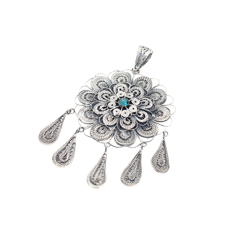 Conjunto Aretes Y Colgante En Filigrana de Plata Dalia