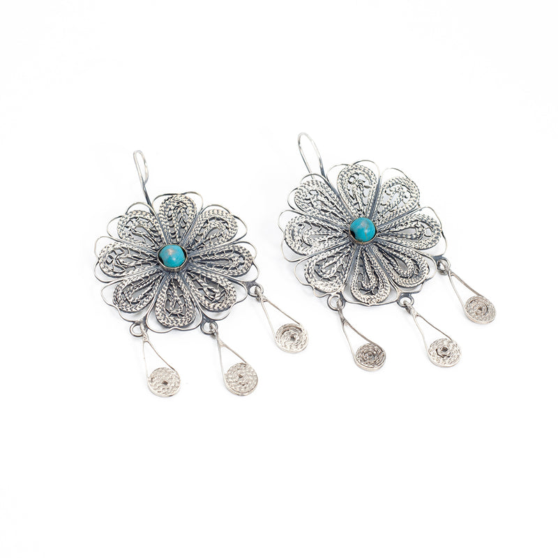Conjunto Aretes Y Colgante En Filigrana de Plata Dalia