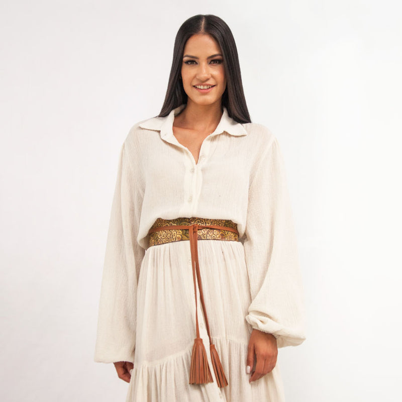 Al-W38 Vestido Camisero Olanes