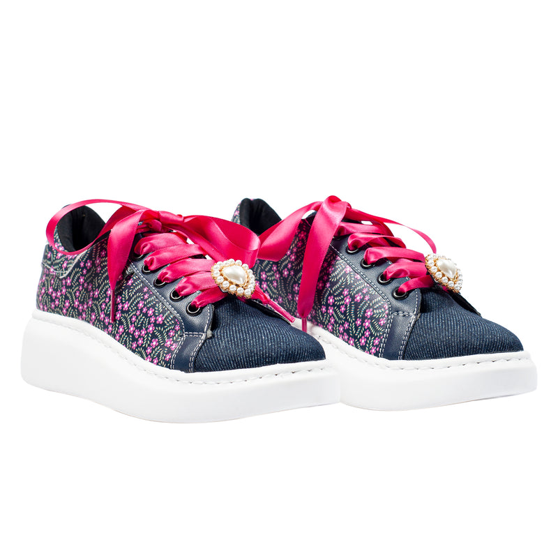Tenis Flores y Mezclilla