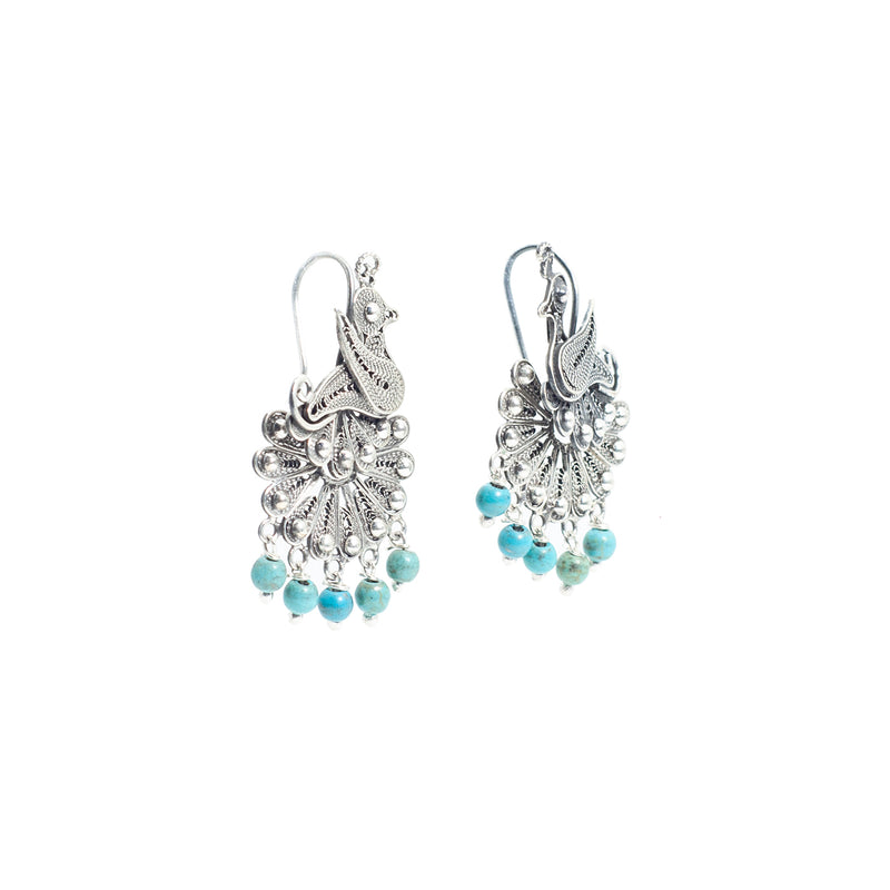 Aretes Filigrana de Plata Pavoreal Pavonado