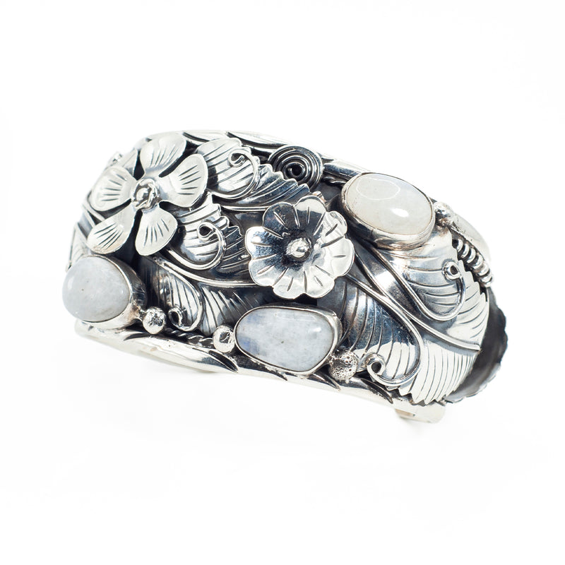 Brazalete de Plata Jardin Blanco