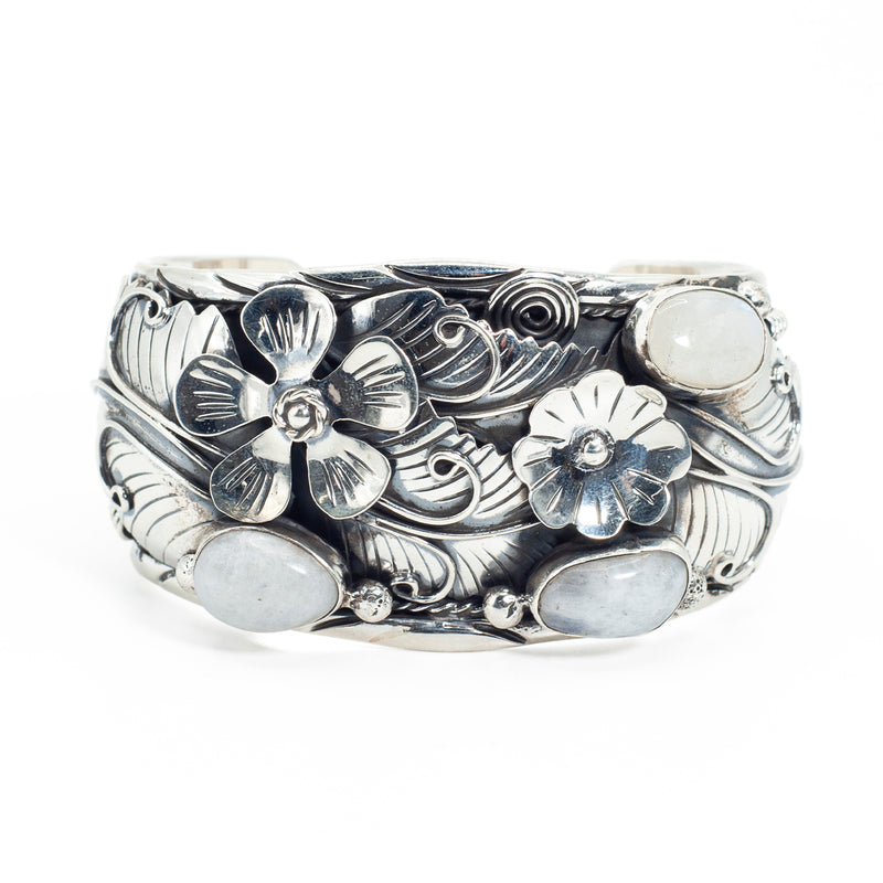 Brazalete de Plata Jardin Blanco