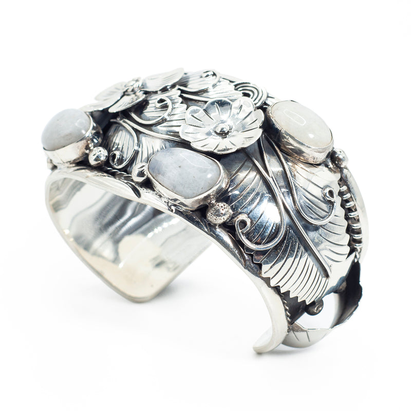 Brazalete de Plata Jardin Blanco
