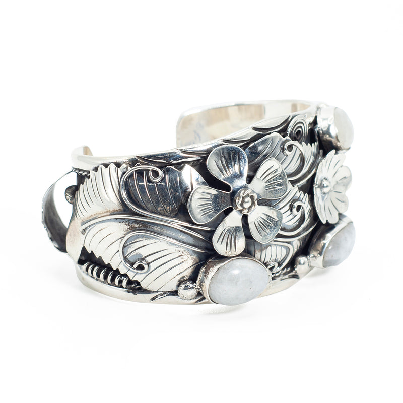 Brazalete de Plata Jardin Blanco