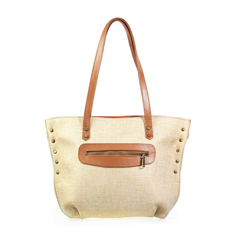 Fernanda Piel Grabada y Yute Beige