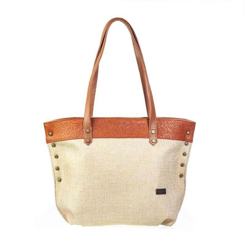 Fernanda Piel Grabada y Yute Beige