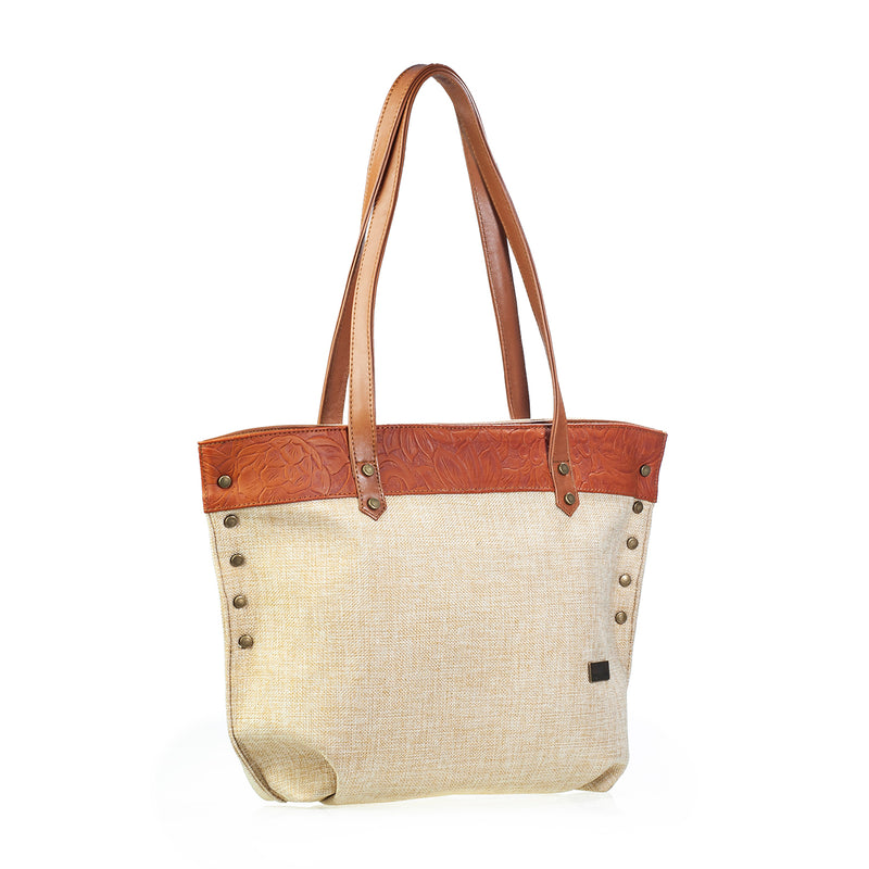 Fernanda Piel Grabada y Yute Beige