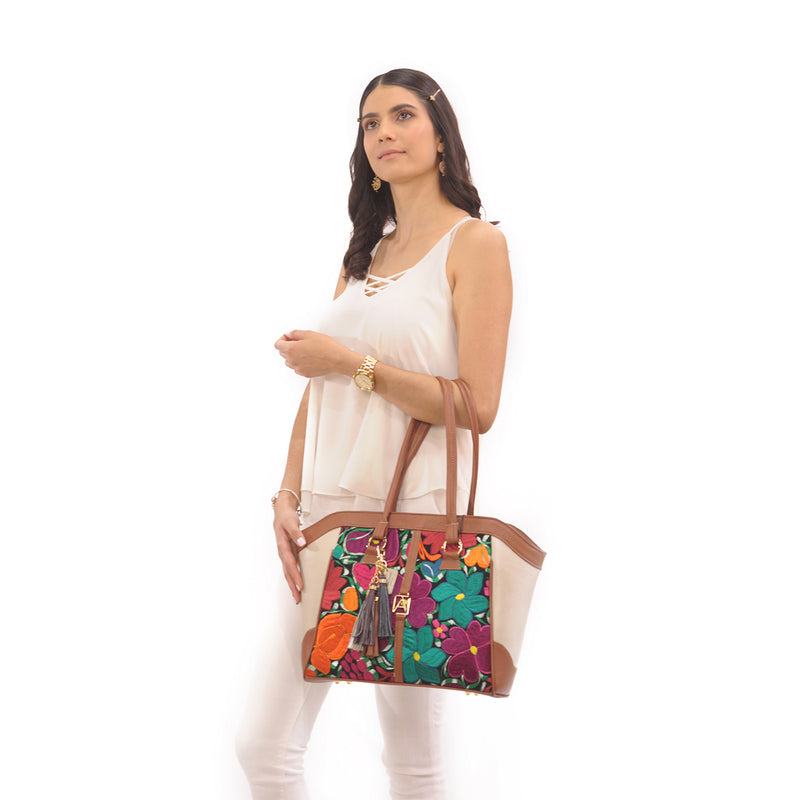 Maya Piel Telar Flores