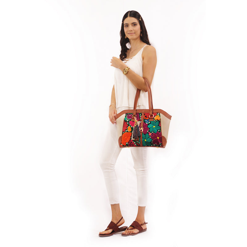 Maya Piel Telar Flores