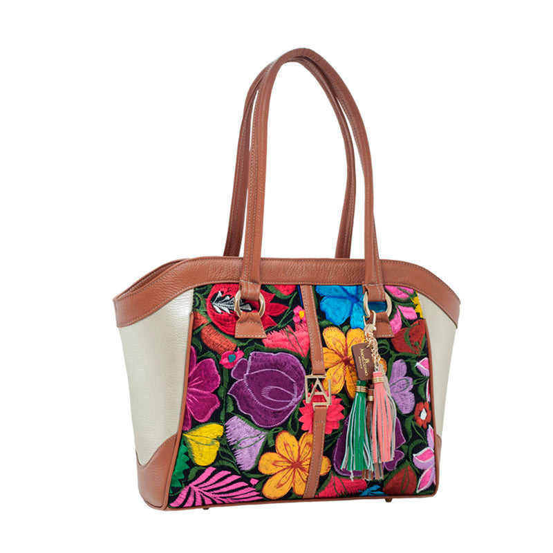 Maya Piel Telar Flores