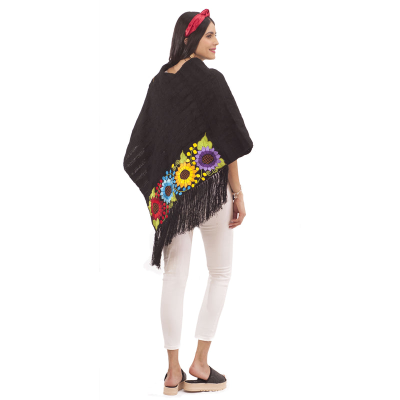 Capa Rebozo Bordada Flores